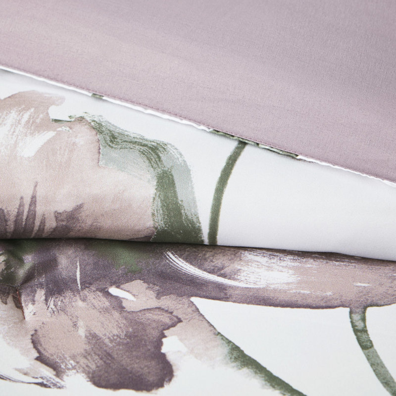 Édredon taupe mauve pour lit très grand avec draps brossés doux, mauve, Édredon de très grande taille et 5 pièces suppl