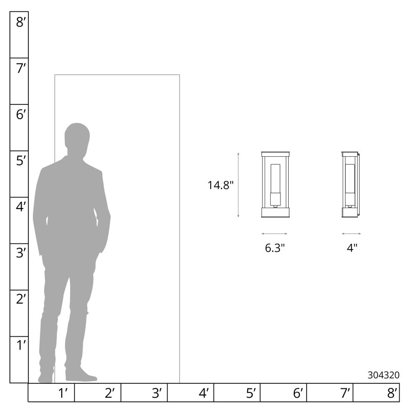 Portico Outdoor Wall Lantern, 14.8" H x 6.3" W x 4" D, Coastal Bronze, Seeded Clear Glass