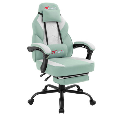 Adjustable Reclining Ergonomic Fabric Gaming Chair with Footrest and Lumber Support