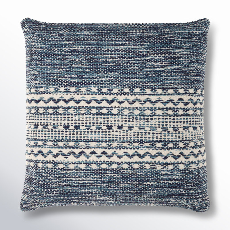 Julian 100% Cotton Throw Square Pillow, Polyester/Polyfill, Navy, 20" x 20"