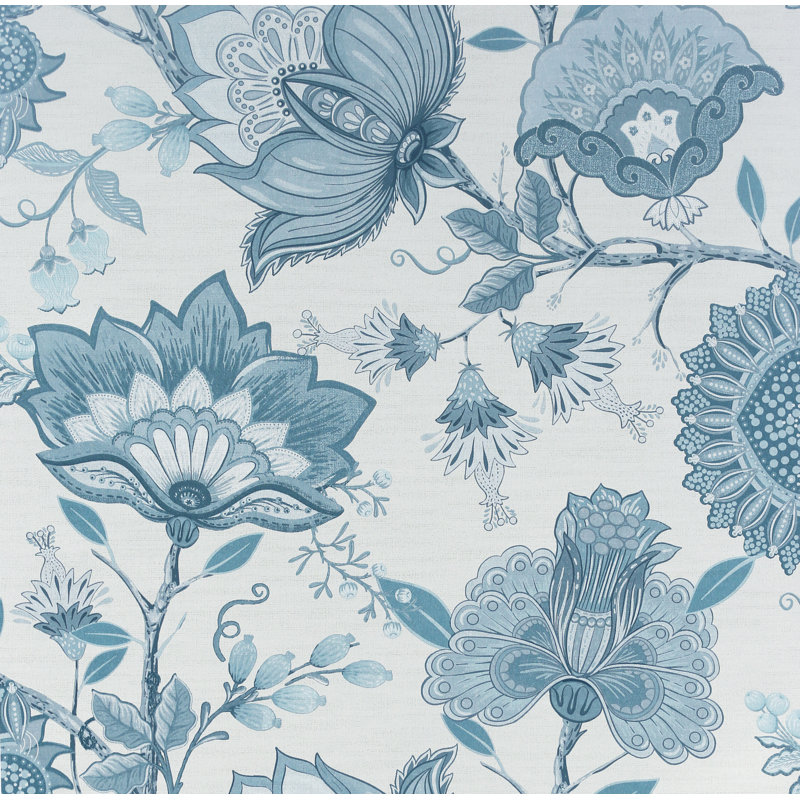 Moraby 10.05m x 53cm Matte Paste the Wall Wallpaper Roll Krisha Paisley Dusky Blue Floral, Neutral