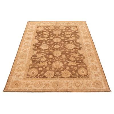 One of kind Hand-Knotted Chobi Finest Brown Rug 5'11" x 9'2"