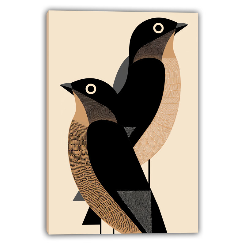 «Geometric Blackbird Duo», art mural sur toile tendue
