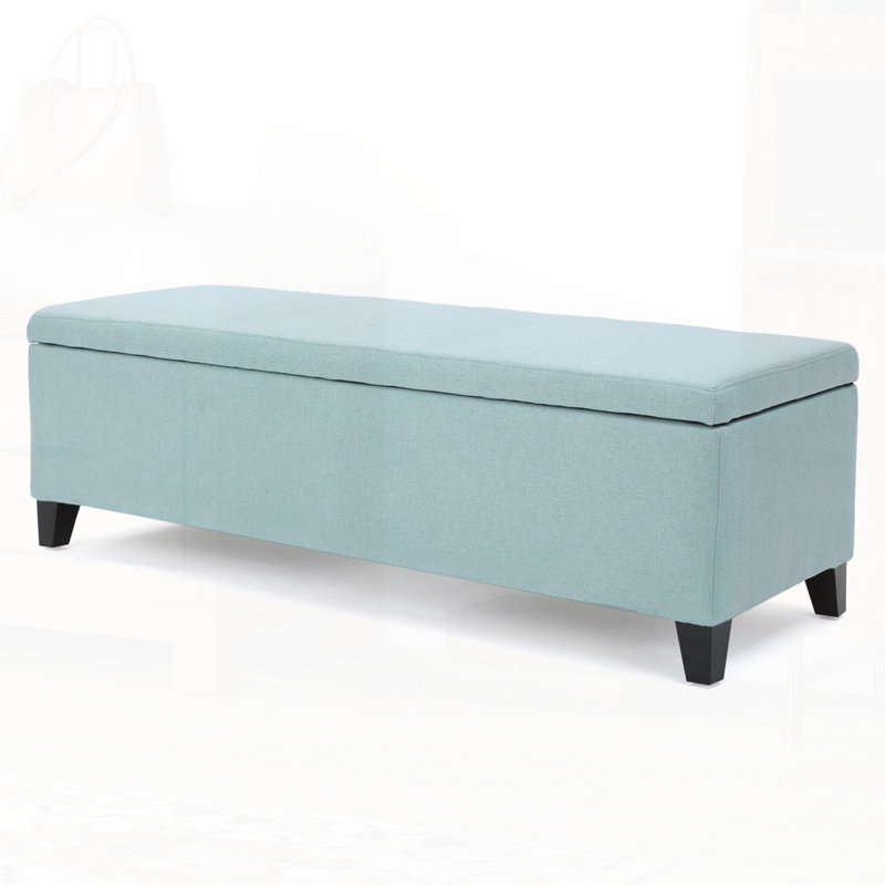 Banc de rangement rembourré, Bleu pâle uni