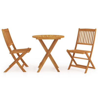 Gaubert 3 Piece Folding Garden Dining Set Solid Acacia Wood