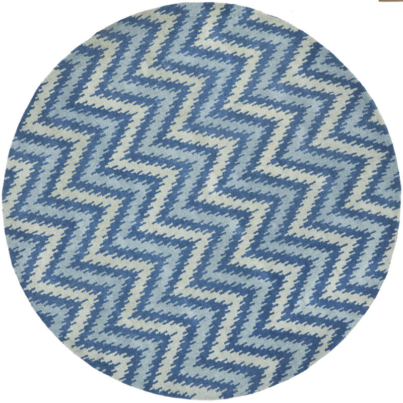 Fairlane Wyndham Hand Tufted Wool Pile Chevron Rug, Round 7'