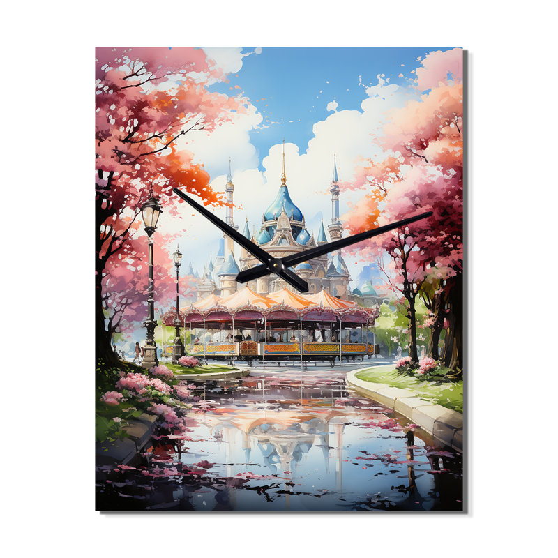 Carrousel Whimsical Delight VII - Cityscapes Très grandes horloges murales, H 32 po x l 24 po x P 1 po
