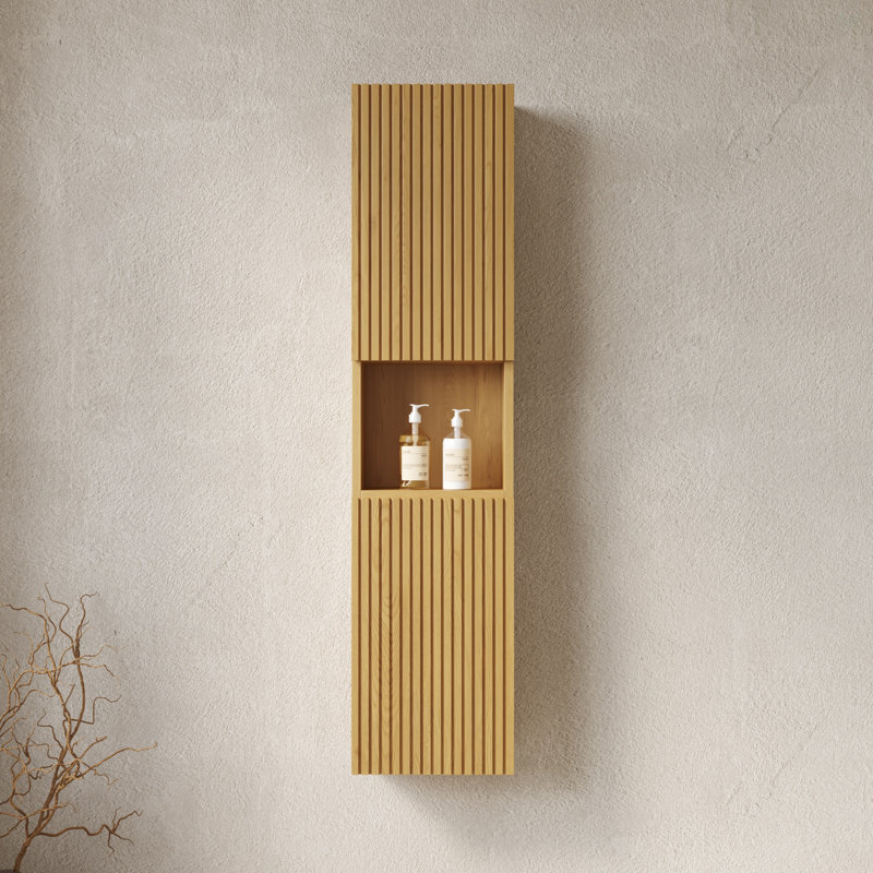 59" Tall Bathroom Wall Mounted Cabinet, Narrow Storage Cabinet With Doors And Shelves, Suitable For Small Spaces, Applicable To Bathroom, Living Rooms And Laundry, Corolla Oak Woodgrain Color