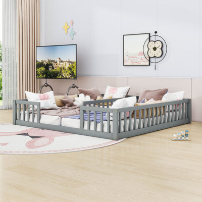 Lit simple et lit simple en bois avec garde-corps