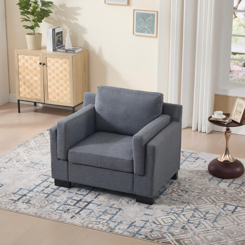 Fauteuil d'appoint rembourré en tissu de 40 po de large avec coussins, Gris