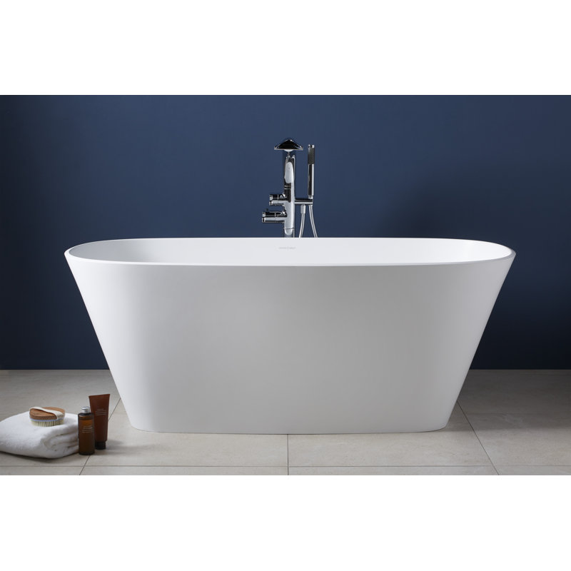 Vetralla 59" x 29" Freestanding Soaking Bathtub, Matte White