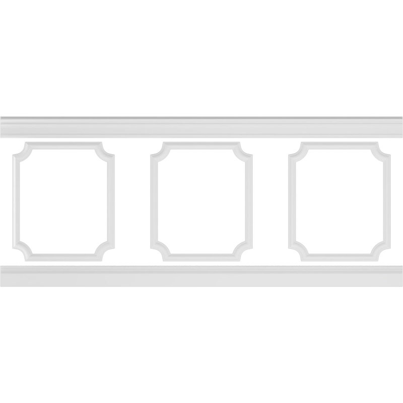 Adjustable White Polyurethane Scalloped Wainscot Paneling Kit