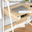 Petit bureau d'ordinateur 31,5 po, structure en acier avec plateau en bois et tiroir de rangement, bureau d'étude peu encombrant avec tablettes ouvertes pour chambre à coucher, dortoir et appartement