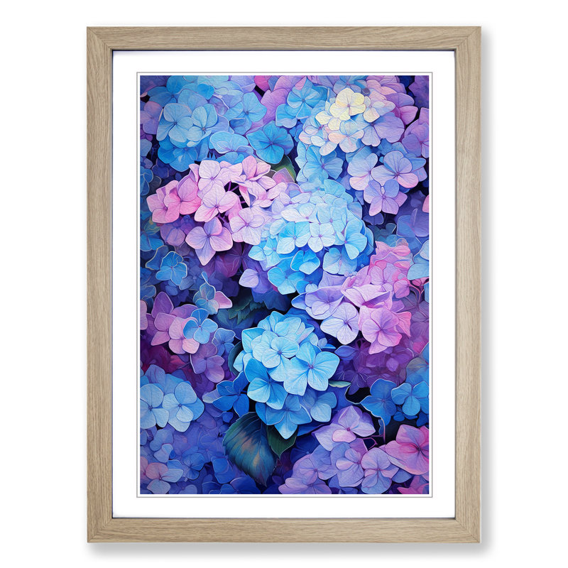 Hydrangea Informel - Framed Print, 64cm H x 46cm W x 2cm D, Oak