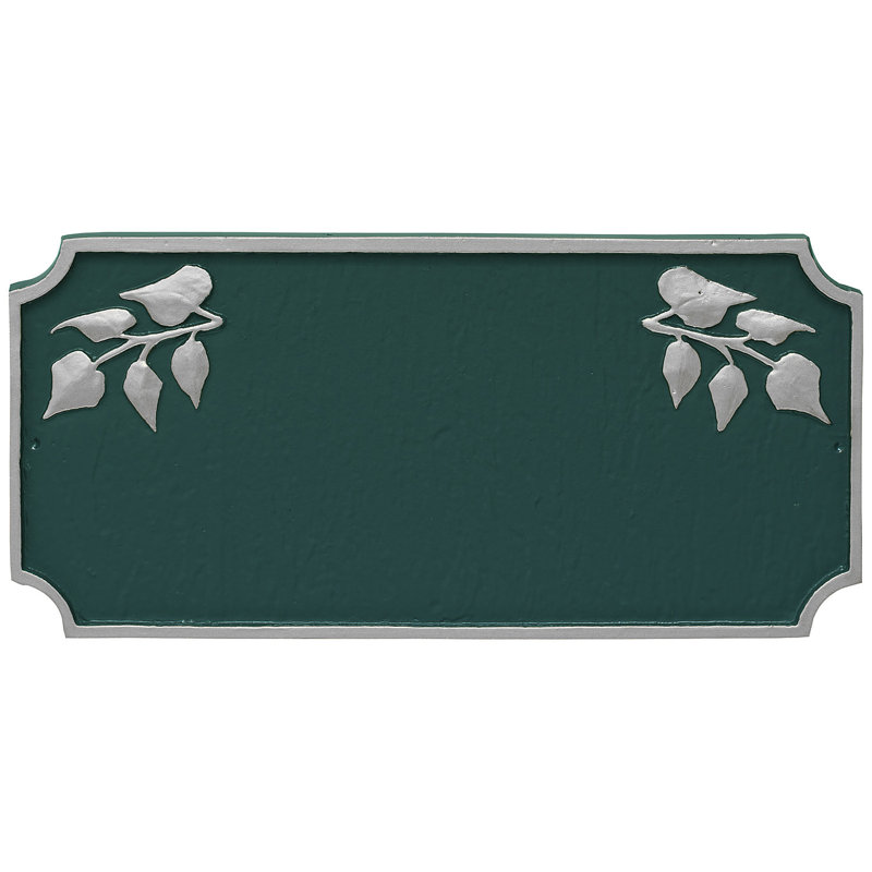 Plaque d’adresse murale sur 2 lignes camden ivy, Vert forêt / argent