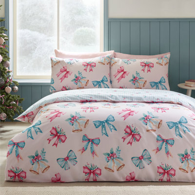Christmas Bows And Bells Reversible Duvet Cover Set