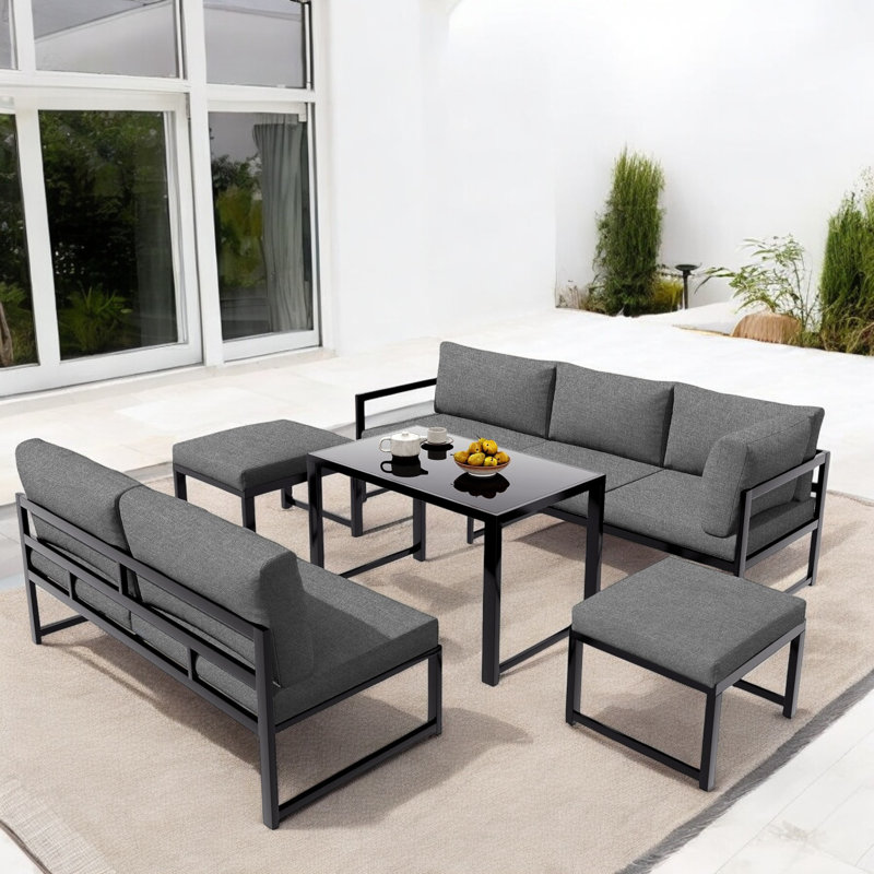 Wicker 4 - Person Garden Lounge Set with Cushions