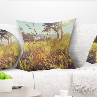 Green Summer Meadow - Landscape Printed Pillow