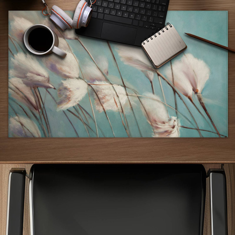 Cotton grass flowers in the wind - 14.00"x24.25" Desk mat