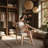 Brienne Mid-Century Upholstered Dining Chair with Frame in Walnut Finish-141434042