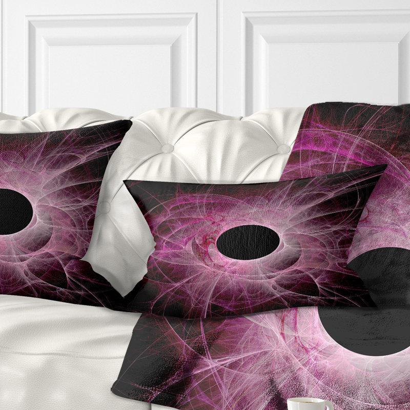 Cercle fractal mauve sur fond noir - imprimé abstrait