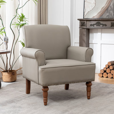 31' Wide Classic Faux Leather Accent Chair with Thick Cushion