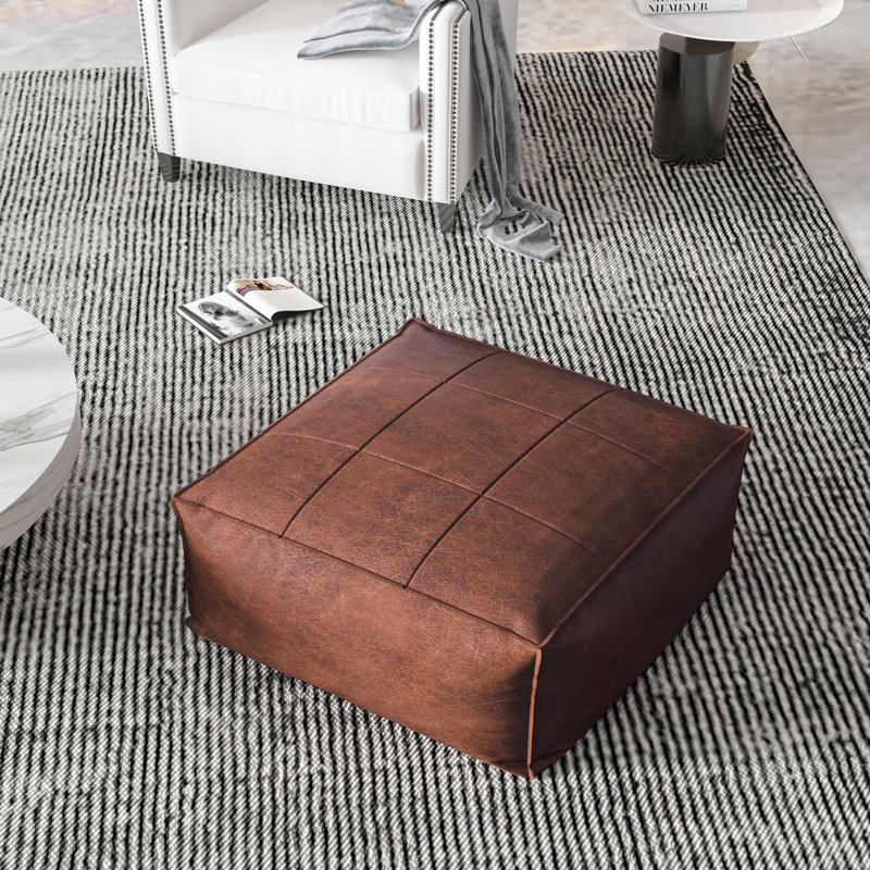 Square Leather Floor Pillow Floor Cushion Pu Leather Cushion Pillow For Floor Bedroom Balcony Floor Seat Cushion Tatami For Meditation Sitting Or Lounging