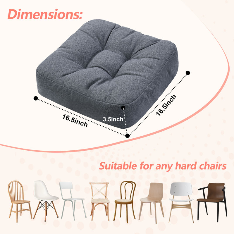 16.5-inch  Dining Chair Cushion, Dark Gray Polyester Blend