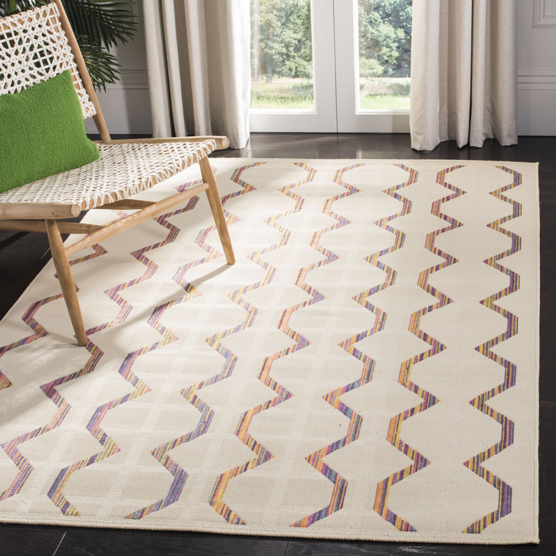 Multicolor Geometric Synthetic Easy Care Kids Rug 5' x 7'