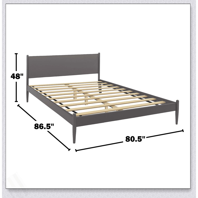 Lit plateforme Mid-Century, King, Grey