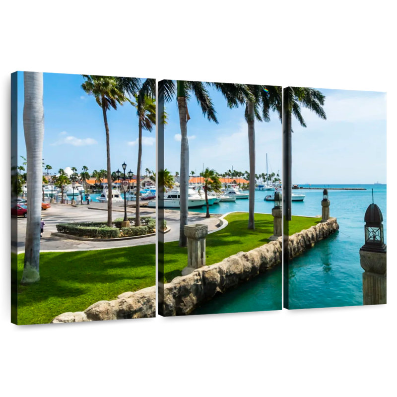 Mehar Aruba, bateaux à quai, H 20 po x l 33 po