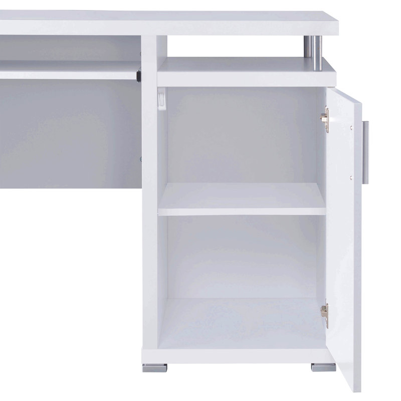 Bureau d'ordinateur 55 pouces avec 2 tiroirs en blanc, Blanc