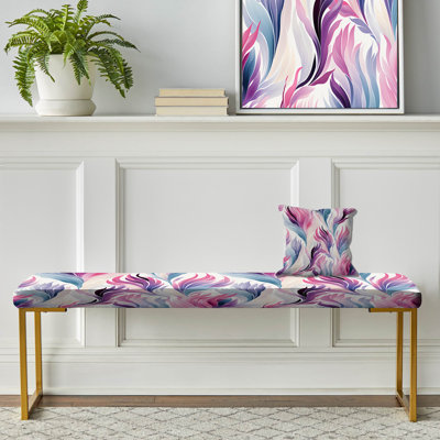 Botanical Upholstered Gold Bench