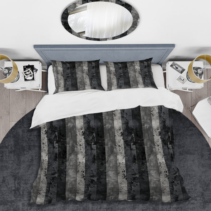 Rayures gris foncé - ensemble de housse de couette transitionnel, Housse de couette très grand et 2 très grandes t