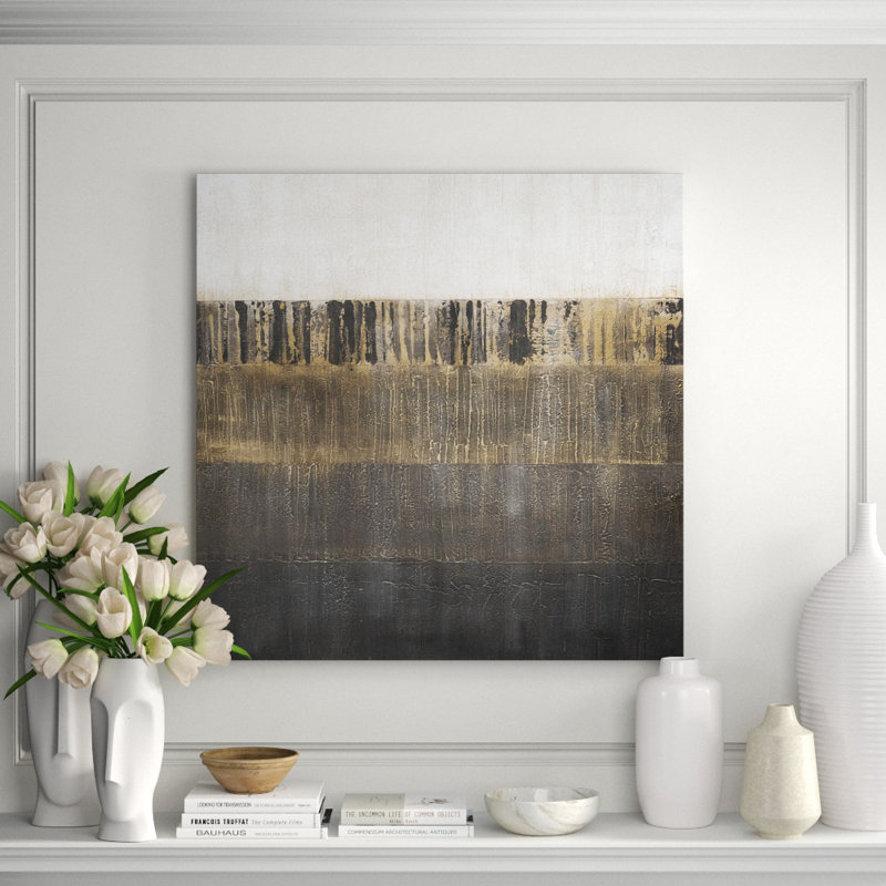 Metallic Shift 2 Painting by Jennifer Hollack Raboin, Silver Frame Canvas, 40" H x 40" W x 2.25" D