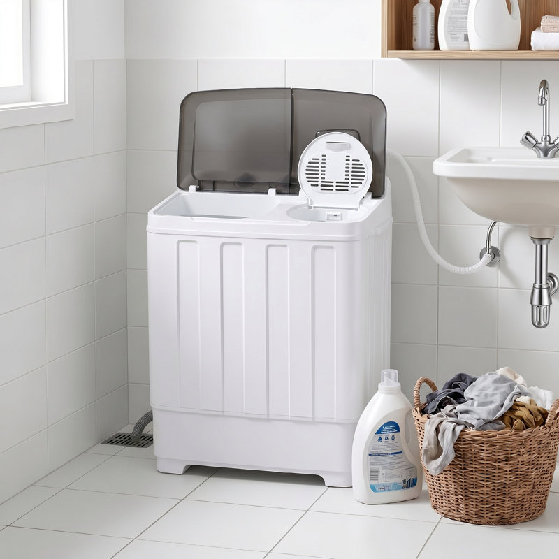 30 LBS Twin Tub Portable Washing Machine - Dual Wash & Spin Capacity With Built-In Drain Pump & Energy-Efficient Motor For Large Families