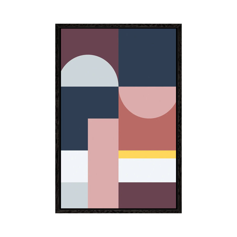 Abstract Geometric VII - Wrapped Canvas Print, Black Framed, 101.6 cm H x 66.04 cm W, Silver/White/Valencia