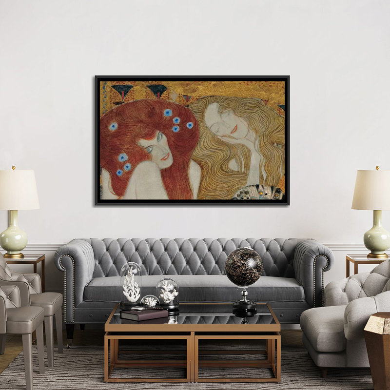 Beethoven Frieze par Gustav Klimt - Giclée sur toile tendue avec châssis, H 40 po x l 60 po x P 1,5 po, Toile avec cadre noir