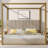 King Size Upholstered Canopy Bed, Platform Bed Frame with Velvet Headboard & Metal Frame, 4-Poster Canopy Bed for Romantic & Modern Bedroom, No Box Spring Needed-689103651-681049974