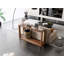 Console rectangulaire de 60 po en placage de bois massif, table de canapé large, table de canapé derrière avec amplement de rangement pour le vestibule et le salon-128993971