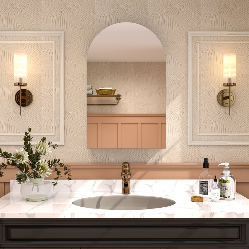 Recessed & Surface Mount Medicine Cabinet With Arch Mirror, Adjustable Shelves And Soft-close Buffer Hinges, Arched