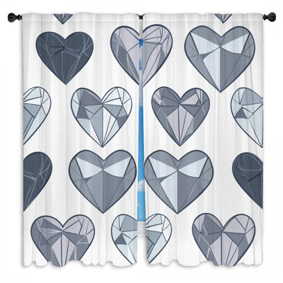 Rideaux géométriques à motif de cœurs - 2 panneaux