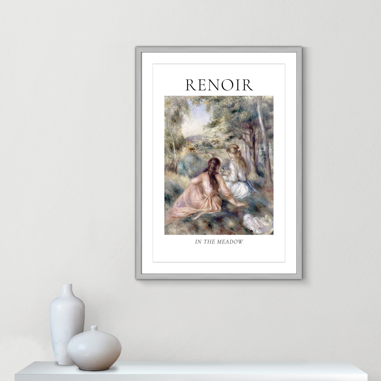 Old Masters Collection "In the Meadow" Print, Silver Single Picture Frame, Yes, 35.5" H x 25.5" W x 1.25" D