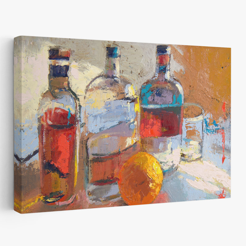 Bourbon Le Orange - Art floral, nature morte, cocktails, spiritueux, H 32 po x l 48 po