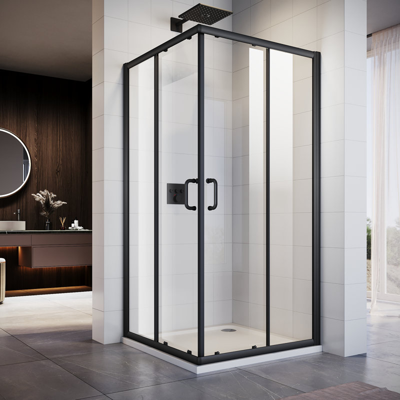 Cabine de douche à cadre carré P 34 po x l 34 po x H 72 po avec cabine de douche d'angle en verre trempé 1/4 po