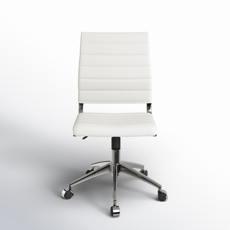 Rossie Task Chair, White Faux Leather, No