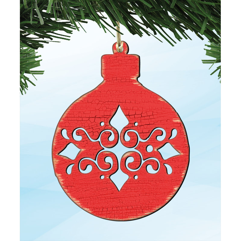Aimants en forme de boule de noël rustique en bois, Aimant
