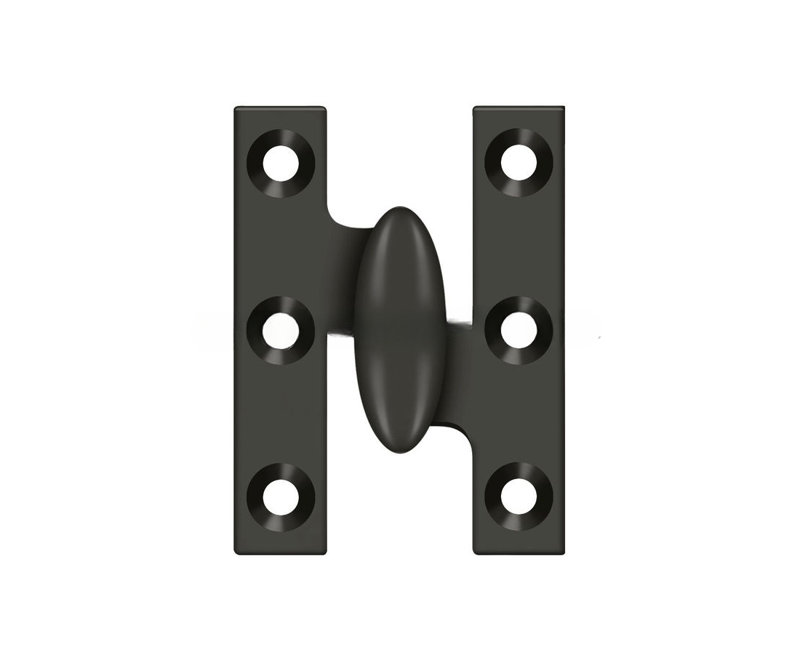 Charnière olive 2 po x 1-1 / 2 po Deltana OK2015U10B-R; Finition bronze huilé, Côté droit, Bronze huilé