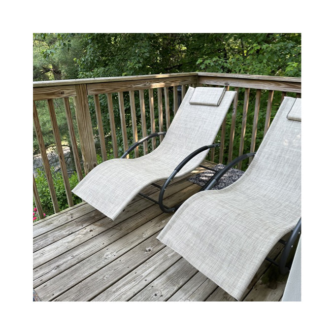Tyshika Outdoor Metal Chaise Lounge (Set of 2) - Brown