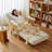 34.65" Beige Polyester Modular Sofabed cushion couch
